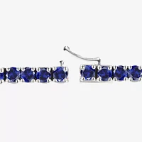 Lab Created Blue Sapphire Sterling Silver Round 7 Inch Tennis Bracelet