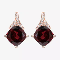 Genuine Red Garnet 14K Rose Gold Over Silver 13mm Stud Earrings
