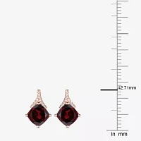 Genuine Red Garnet 14K Rose Gold Over Silver 13mm Stud Earrings