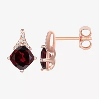 Genuine Red Garnet 14K Rose Gold Over Silver 13mm Stud Earrings