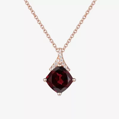 Womens Genuine Red Garnet 14K Rose Gold Over Silver Pendant Necklace