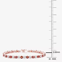 Genuine Red Garnet 14K Rose Gold Over Silver Round 7 Inch Tennis Bracelet