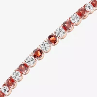 Genuine Red Garnet 14K Rose Gold Over Silver Round 7 Inch Tennis Bracelet