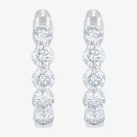 Floating Diamonds (F / Vs2) 2 CT. T.W. Lab Grown White Diamond 14K White Gold 19.8mm Hoop Earrings