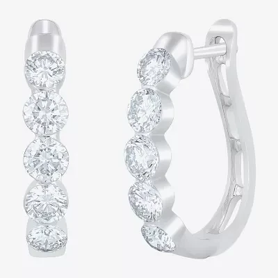 Floating Diamonds (F / Vs2) 2 CT. T.W. Lab Grown White Diamond 14K White Gold 19.8mm Hoop Earrings