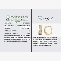 (G / Si2) 1 1/2 CT. T.W. Lab Grown White Diamond 14K Gold 20.9mm Hoop Earrings