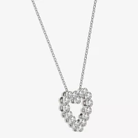 Floating Diamonds (F / Vs2) Womens 1 CT. T.W. Lab Grown White Diamond 14K White Gold Heart Pendant Necklaces