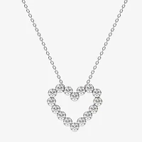 Floating Diamonds (F / Vs2) Womens CT. T.W. Lab Grown White Diamond 14K White Gold Heart Pendant Necklace