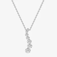 Floating Diamonds (F / Vs2) Womens 1 CT. T.W. Lab Grown White Diamond 14K White Gold Heart Pendant Necklace