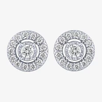 (H-I / Si2) 2 CT. T.W. Lab Grown White Diamond 10K Gold 12.3mm Round Stud Earrings