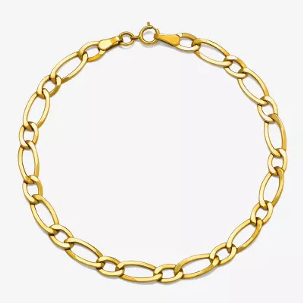 10K Gold - Inch Hollow Figaro Chain Bracelet