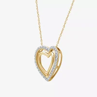 Yes Womens 1/10 CT. T.W. Natural White Diamond Sterling Silver Heart 18 Inch Pendant Necklace
