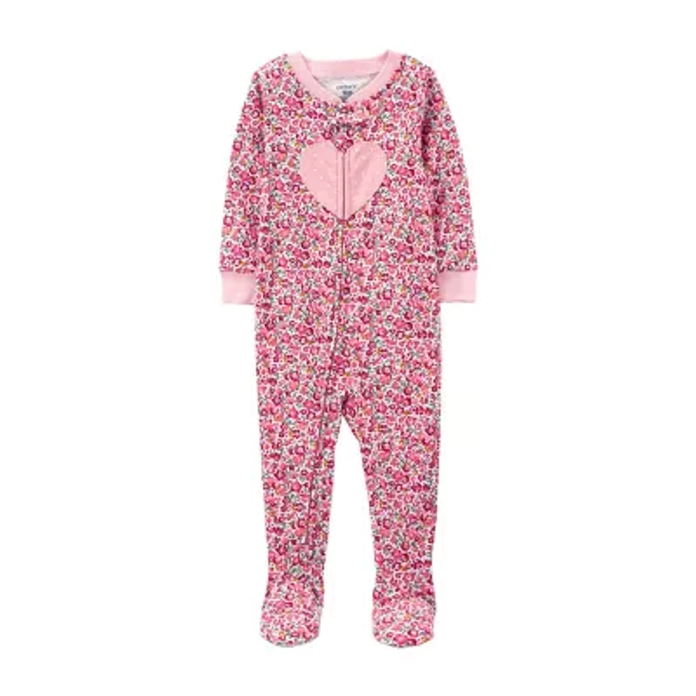 Carter's Toddler Girls Crew Neck Long Sleeve Footed Pajamas