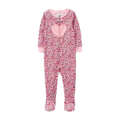 Carter's Toddler Girls Crew Neck Long Sleeve Footed Pajamas