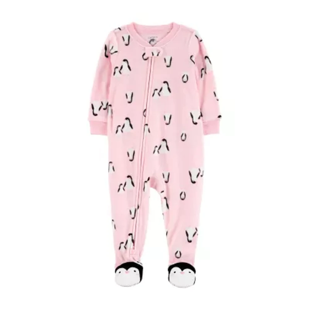 Carter's Toddler Girls Crew Neck Fleece Long Sleeve Footed Pajamas