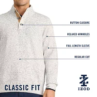 IZOD Button Mock Mens Neck Long Sleeve Pullover Sweater