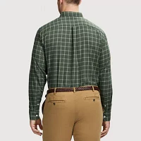 IZOD Luxury Sport Twill Big and Tall Mens Classic Fit Long Sleeve Plaid Button-Down Shirt