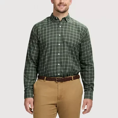 IZOD Luxury Sport Twill Big and Tall Mens Classic Fit Long Sleeve Plaid Button-Down Shirt