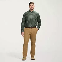 IZOD Luxury Sport Twill Big and Tall Mens Classic Fit Long Sleeve Plaid Button-Down Shirt