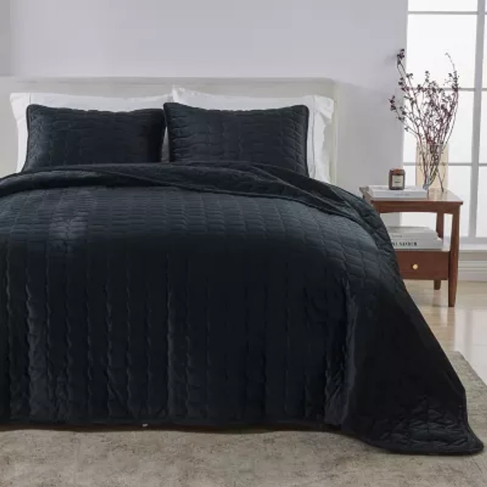 Linery Box-Stitched Dual-Side Velvet Quilt Set