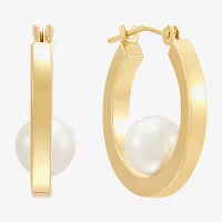 Dyed White 10K Gold 17mm Hoop Earrings