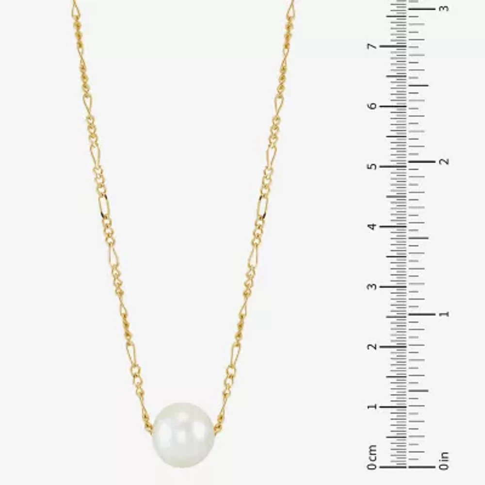 Womens White Cultured Freshwater Pearl 14K Gold Over Silver Heart Pendant Necklace