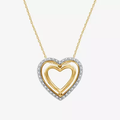 Yes Womens 1/10 CT. T.W. Natural White Diamond Sterling Silver Heart 18 Inch Pendant Necklace