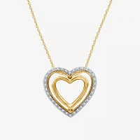 Yes Womens 1/10 CT. T.W. Natural White Diamond Sterling Silver Heart 18 Inch Pendant Necklace