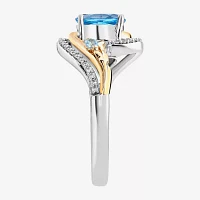 Marvel Fine Jewelry Womens 1/8 CT. T.W. Genuine Blue Topaz 14K Gold Over Silver Oval Loki Cocktail Ring