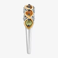 Marvel Fine Jewelry Diamond Accent Genuine Yellow Citrine 14K Gold Over Silver 5-Stone Crossover Band