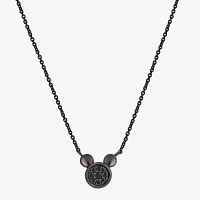 Disney Jewels Collection Womens 1/10 CT. T.W. Natural Black Diamond Sterling Silver Mickey Mouse Pendant Necklace