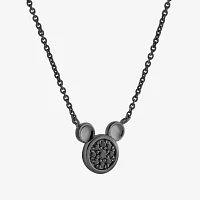 Disney Jewels Collection Womens 1/10 CT. T.W. Natural Black Diamond Sterling Silver Mickey Mouse Pendant Necklace