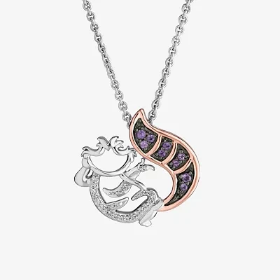 Disney Jewels Collection Womens Diamond Accent Natural White Diamond Sterling Silver Alice in Wonderland Pendant Necklace