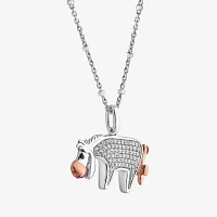 Disney Jewels Collection Womens 1/5 CT. Natural White Diamond 14K Rose Gold Over Silver Sterling Silver Eeyore Pendant Necklace