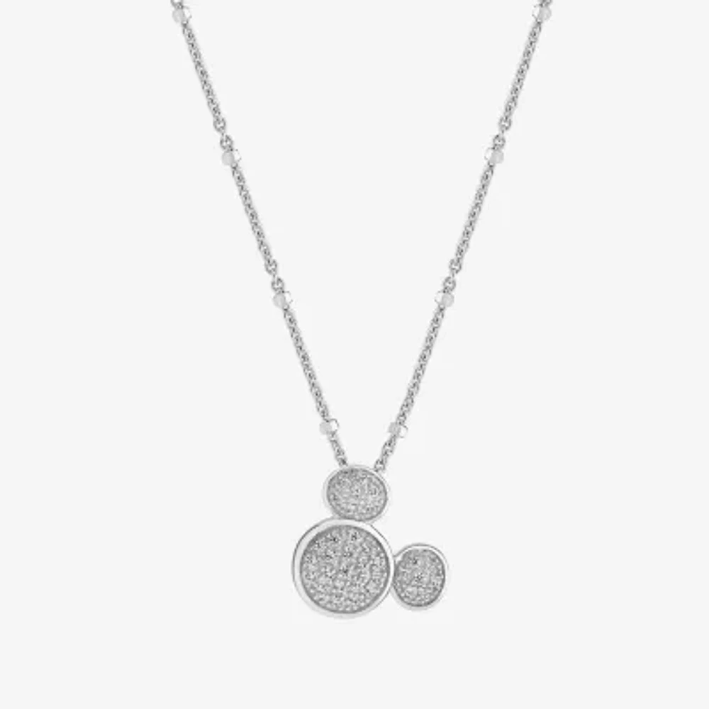 Disney Jewels Collection Womens 1/6 CT. T.W. Natural White Diamond Sterling Silver Mickey and Friends Mickey Mouse Mickey Mouse Clubhouse Pendant Necklace