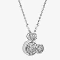 Disney Jewels Collection Womens 1/6 CT. T.W. Natural White Diamond Sterling Silver Mickey and Friends Mickey Mouse Mickey Mouse Clubhouse Pendant Necklace