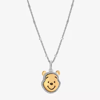 Disney Jewels Collection Womens 1/10 CT. T.W. Natural White Diamond 14K Gold Over Silver Sterling Silver Winnie The Pooh Pendant Necklace