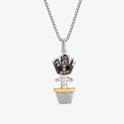 Marvel Fine Jewelry Womens 1/6 CT. T.W. Genuine Black Onyx 14K Rose Gold Over Silver Sterling Silver Groot Guardians of the Galaxy Pendant Necklace