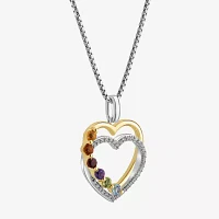Marvel Fine Jewelry Womens 1/10 CT. T.W. Genuine Multi Color Stone 14K Gold Over Silver Sterling Silver Heart Pendant Necklaces