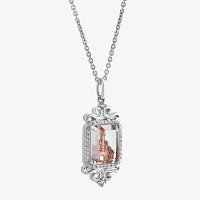 Enchanted Disney Fine Jewelry Womens 1/6 CT. T.W. Genuine White Quartz 14K Two Tone Gold Over Silver Princess Pendant Necklace