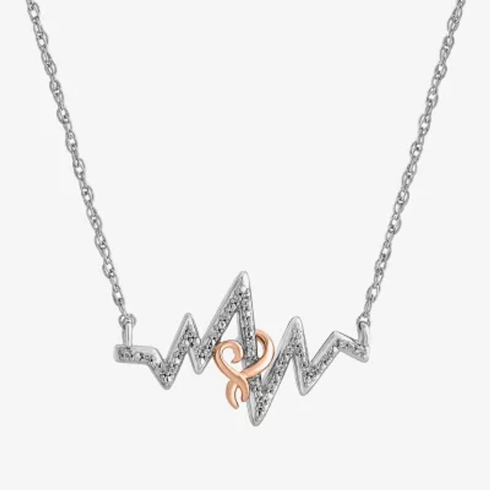 Hallmark Diamonds Heartbeat Womens Diamond Accent Natural White Diamond 14K Rose Gold Over Silver Heart Pendant Necklace