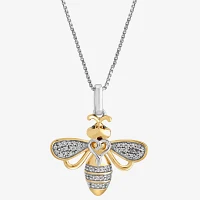 Hallmark Diamonds Bumble Bee Womens 1/10 CT. T.W. Natural White Diamond 14K Gold Over Silver Pendant Necklace