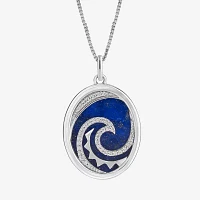 Enchanted Disney Fine Jewelry Womens 1/6 CT. T.W. Genuine Blue Lapis Sterling Silver Cinderella Princess Pendant Necklace