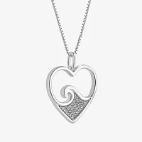 Enchanted Disney Fine Jewelry Womens 1/10 CT. T.W. Natural White Diamond Sterling Silver Heart Princess Moana Pendant Necklace