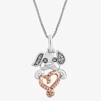 Hallmark Diamonds Puppy Womens Natural White Diamond 14K Two Tone Gold Over Silver Heart Pendant Necklace