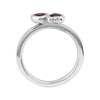 Personally Stackable Lab-Created Ruby Sterling Silver Double-Heart Ring