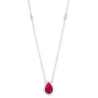 Womens Lab Created Ruby Sterling Silver Pendant Necklace