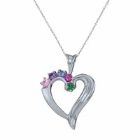 Personalized Simulated Birthstone Heart Pendant Necklace