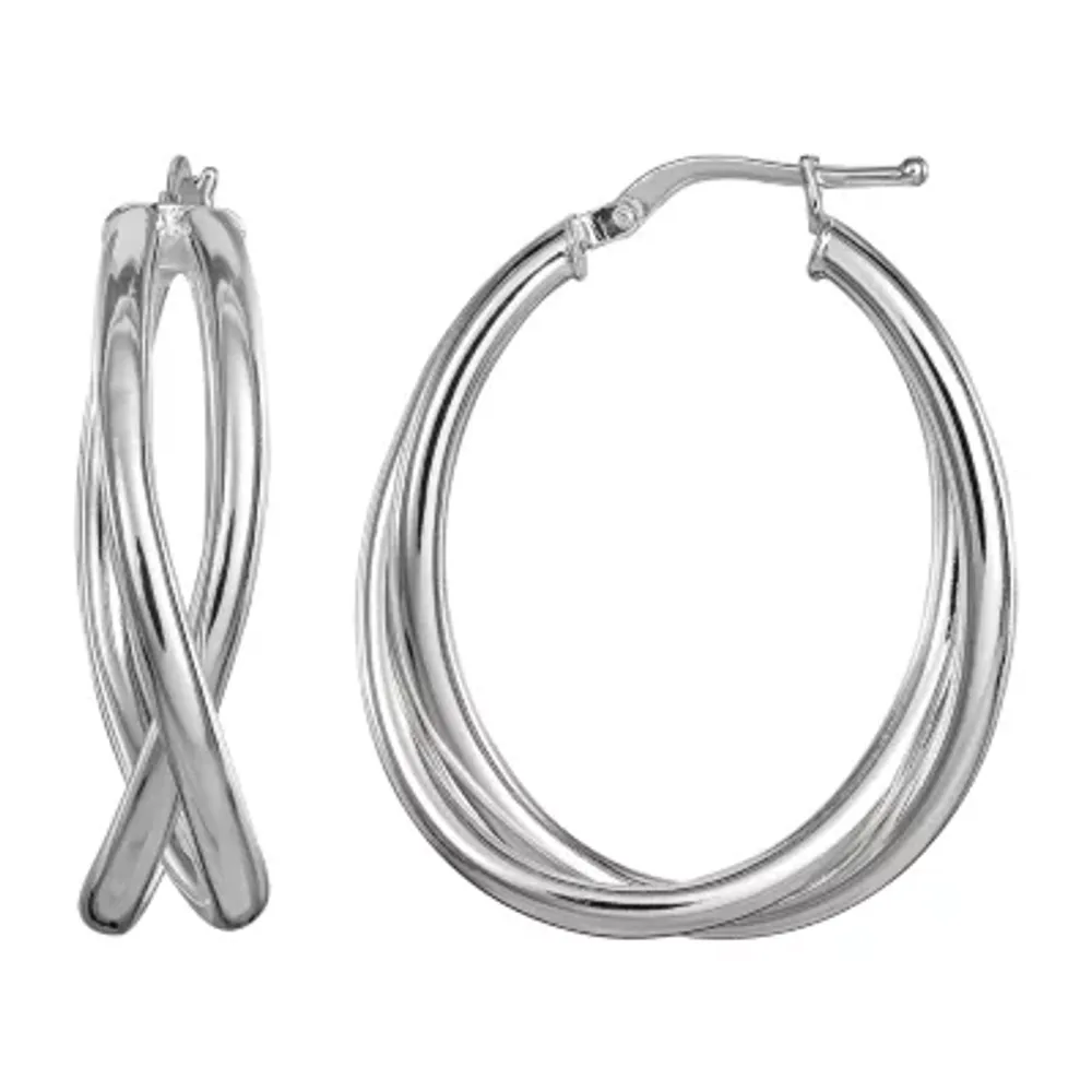 Sterling Silver 33.2mm Round Hoop Earrings