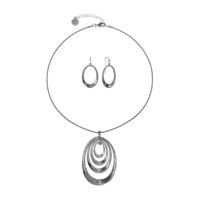 Liz Claiborne Hematite Pendant Necklace And Drop Earring 2-pc. Jewelry Set
